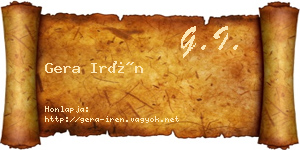 Gera Irén névjegykártya